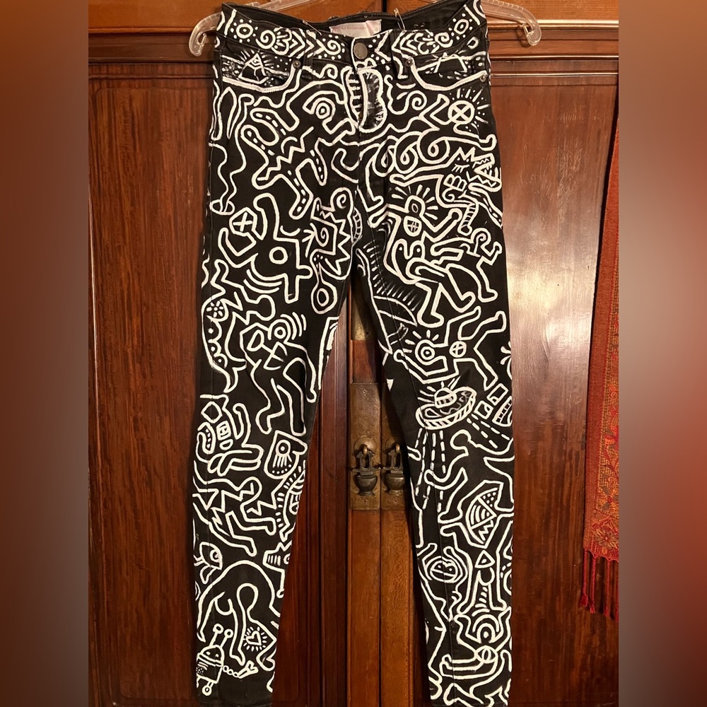Hand Painted Keith Haring Style Pants